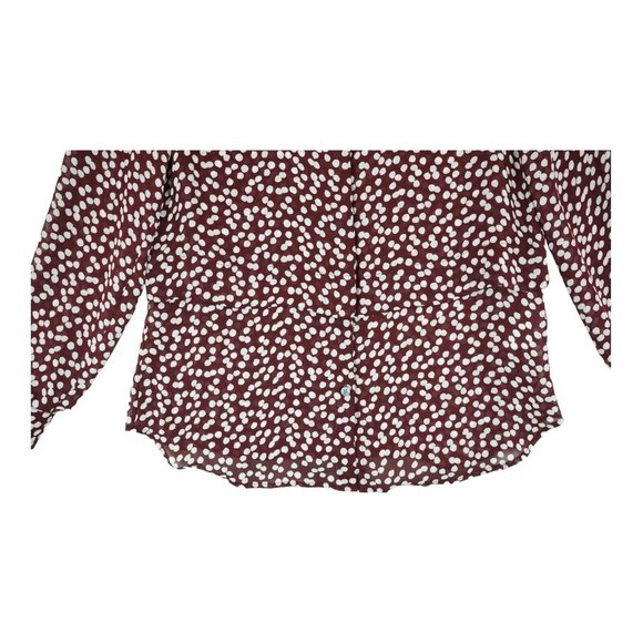 Banana Republic‎ Blouse Polka Dot Peplum Burgundy Maroon Size Small - Picture 5 of 6